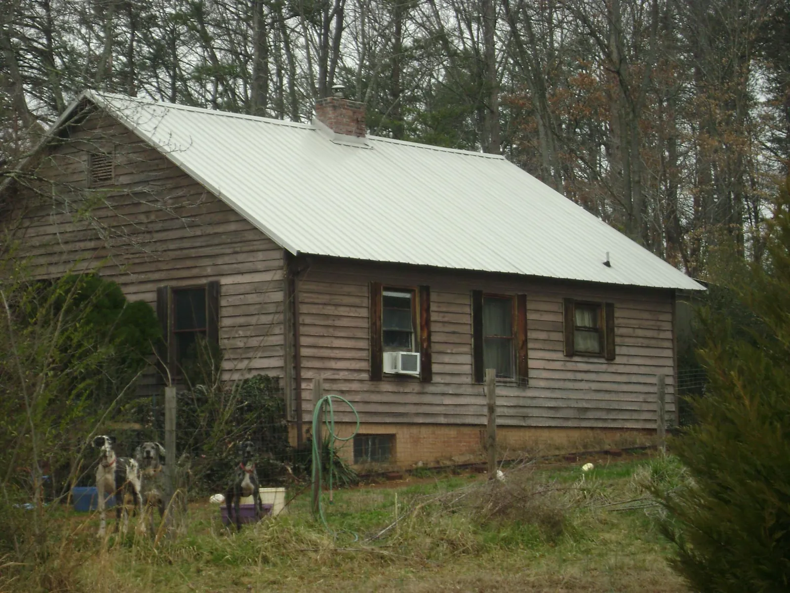 White metal roof on an old wood sided farmhouse, from a Metal Roof Installation job in Grand Mound